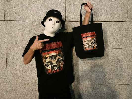 トートバッグバンド風プリント